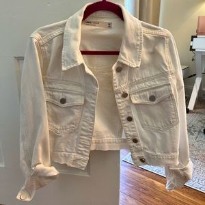 White Cropped Denim Jacket